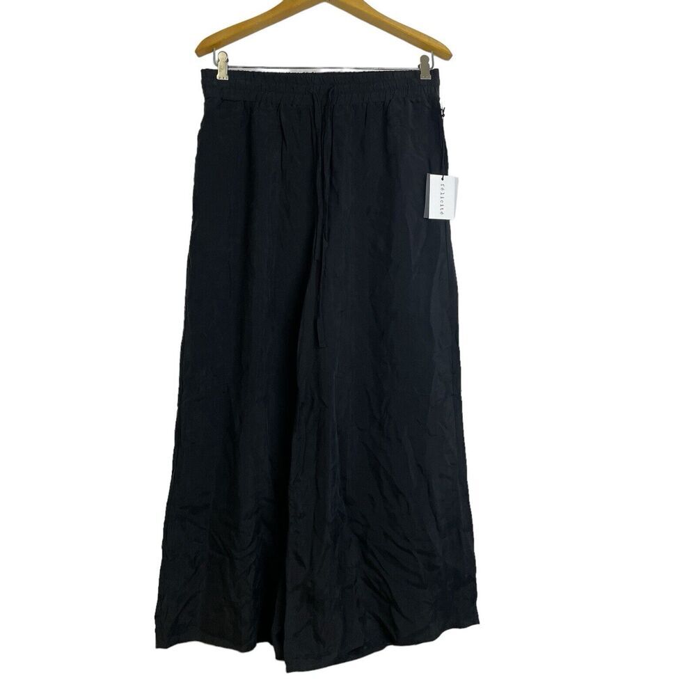 Felicité Womens Wide Leg Pants Size 4 Black Cupro Elastic Waist Pockets NWT